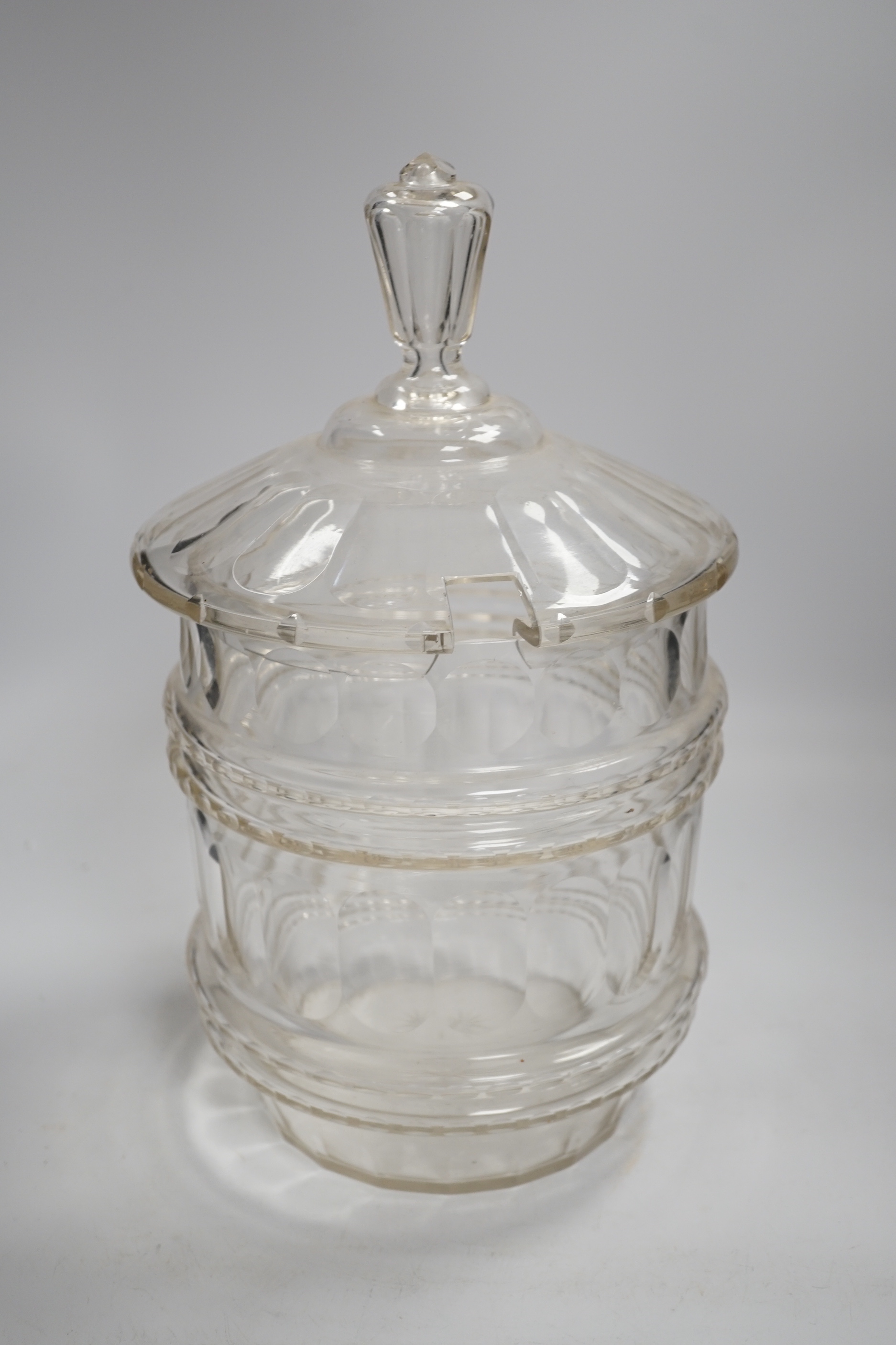 A cut glass punch bowl and cover, 33cm high